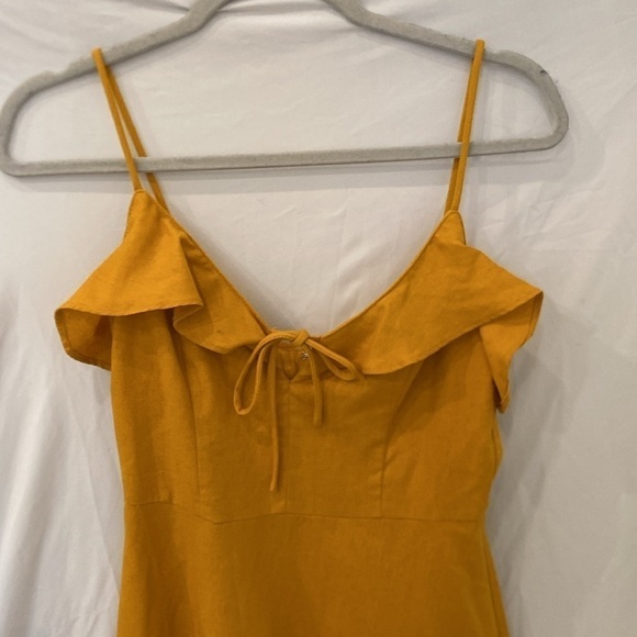 All In Favor women’s dress size xsmall NWT ruffle tie linen mini dress - Picture 2 of 5